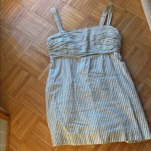 Abercrombie & Fitch Striped green and while linen feel dress LT